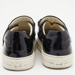 Pre Owned Roger Vivier Black Patent Leather Sneaky Viv Crystal Embellished Slip On Sneakers Size 39