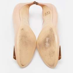 Pre Owned Roger Vivier Beige Patent Leather Trompette Pumps Size 39