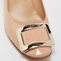Pre Owned Roger Vivier Beige Patent Leather Trompette Pumps Size 39