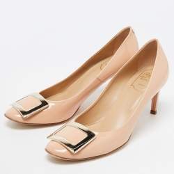 Pre Owned Roger Vivier Beige Patent Leather Trompette Pumps Size 39