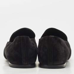 Pre Owned Roger Vivier Black Suede and Crystal Flower Strass Loafers Size 40