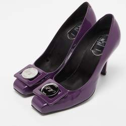 Pre Owned Roger Vivier Purple Patent Leather Pumps Size 38