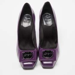 Pre Owned Roger Vivier Purple Patent Leather Pumps Size 38