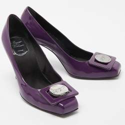 Pre Owned Roger Vivier Purple Patent Leather Pumps Size 38