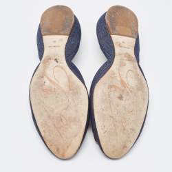 Roger Vivier Navy Blue Denim Chip Buckle D'orsay Flats Size 38