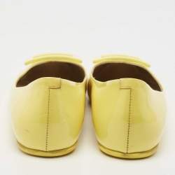 Pre Owned Roger Vivier Yellow Patent Leather Gommette Ballet Flats Size 37
