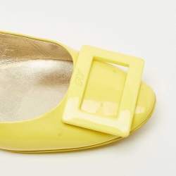 Pre Owned Roger Vivier Yellow Patent Leather Gommette Ballet Flats Size 37