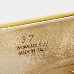 Pre Owned Roger Vivier Yellow Patent Leather Gommette Ballet Flats Size 37