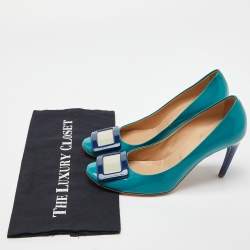 Pre Owned Roger Vivier Turquoise Blue Patent Leather Trompette Pumps Size 39