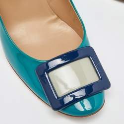 Pre Owned Roger Vivier Turquoise Blue Patent Leather Trompette Pumps Size 39