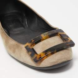 Pre Owned Roger Vivier Grey Suede Gommette Ballet Flats Size 40