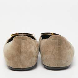 Pre Owned Roger Vivier Grey Suede Gommette Ballet Flats Size 40