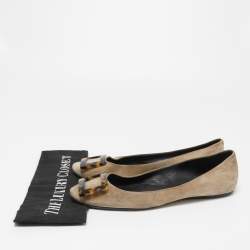 Pre Owned Roger Vivier Grey Suede Gommette Ballet Flats Size 40