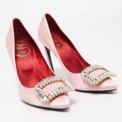 Pre Owned Roger Vivier Pink Satin Trompette Pumps Size 39