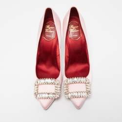 Pre Owned Roger Vivier Pink Satin Trompette Pumps Size 39