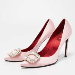 Pre Owned Roger Vivier Pink Satin Trompette Pumps Size 39