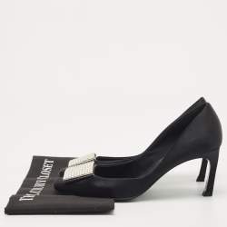 Pre Owned Roger Vivier Black Satin Embellished Pumps Size 39