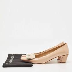 Pre Owned Roger Vivier Beige Patent Leather Trompette Pumps Size 38.5