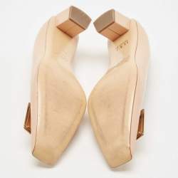 Pre Owned Roger Vivier Beige Patent Leather Trompette Pumps Size 38.5