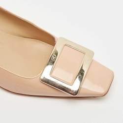 Pre Owned Roger Vivier Beige Patent Leather Trompette Pumps Size 38.5