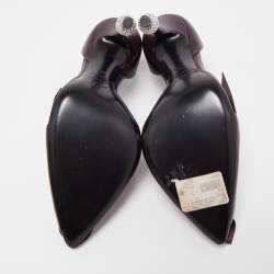 Pre Owned Roger Vivier Purple Leather D'orsay Pumps Size 38