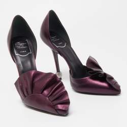 Pre Owned Roger Vivier Purple Leather D'orsay Pumps Size 38