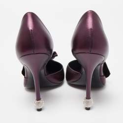 Pre Owned Roger Vivier Purple Leather D'orsay Pumps Size 38