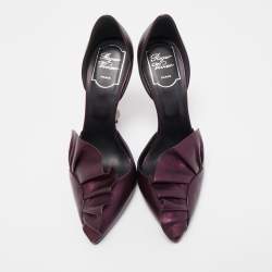 Pre Owned Roger Vivier Purple Leather D'orsay Pumps Size 38