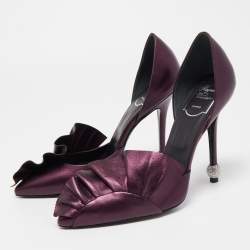 Pre Owned Roger Vivier Purple Leather D'orsay Pumps Size 38