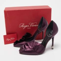 Pre Owned Roger Vivier Purple Leather D'orsay Pumps Size 38