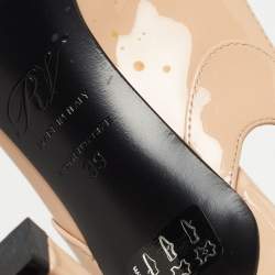 Pre Owned Roger Vivier Beige Patent Belle Vivier Slingback Pumps Size 39