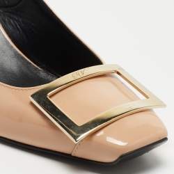 Pre Owned Roger Vivier Beige Patent Belle Vivier Slingback Pumps Size 39