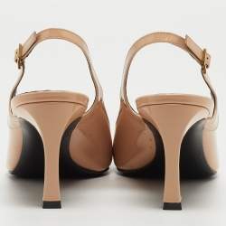 Pre Owned Roger Vivier Beige Patent Belle Vivier Slingback Pumps Size 39