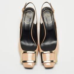 Pre Owned Roger Vivier Beige Patent Belle Vivier Slingback Pumps Size 39