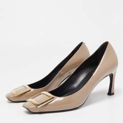 Roger Vivier Beige Patent Belle Pumps Size 38.5
