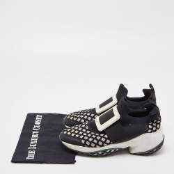 Roger Vivier Black/White Mesh and Neoprene Viv Run Sneakers Size 38