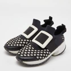 Roger Vivier Black/White Mesh and Neoprene Viv Run Sneakers Size 38
