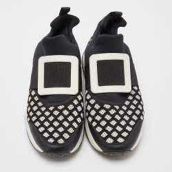 Roger Vivier Black/White Mesh and Neoprene Viv Run Sneakers Size 38