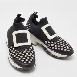 Roger Vivier Black/White Mesh and Neoprene Viv Run Sneakers Size 38