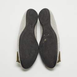 Pre Owned Roger Vivier Silver Glitter Ballet Flats Size 39.5