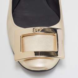 Pre Owned Roger Vivier Metallic Gold Leather Ballet Flats Size 37
