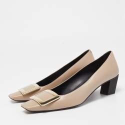 Pre Owned Roger Vivier Grey Leather Belle Vivier Pumps Size 37