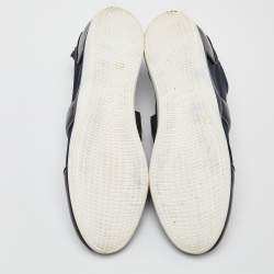 Roger Vivier Blue/Black Satin and Patent Leather Sneaky Viv Slip On Sneakers Size 39
