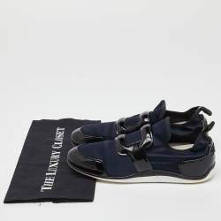 Roger Vivier Blue/Black Satin and Patent Leather Sneaky Viv Slip On Sneakers Size 39