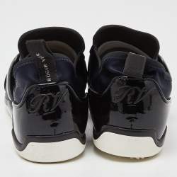 Roger Vivier Blue/Black Satin and Patent Leather Sneaky Viv Slip On Sneakers Size 39