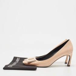 Pre Owned Roger Vivier Beige Patent Trompette Pumps Size 40