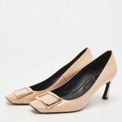 Pre Owned Roger Vivier Beige Patent Trompette Pumps Size 40