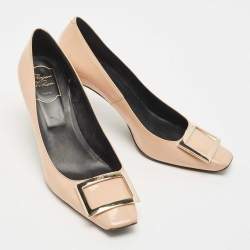 Pre Owned Roger Vivier Beige Patent Trompette Pumps Size 40