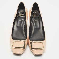Pre Owned Roger Vivier Beige Patent Trompette Pumps Size 40