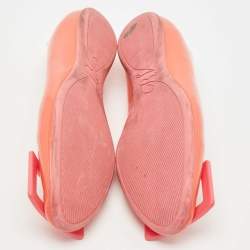 Pre Owned Roger Vivier Coral Pink Patent Leather Belle Vivier Ballet Flats Size 34.5